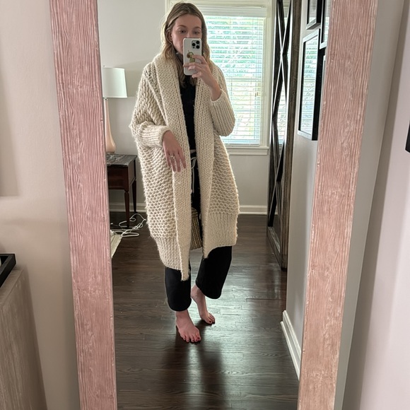 I Love Mr. Mittens Pearl Stitch Cardigan in Cream - Picture 5 of 6